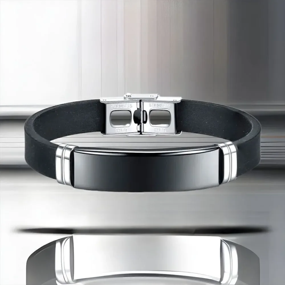 Titanium Steel l Leather Band l Blue, Black, Silver l Men’s Bracelet l New